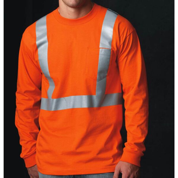 Unisex USA-Made High Visibility Long Sleeve Pocket T-Shirt Thumbnail